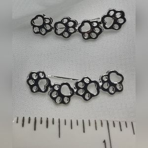 SILVER 4 PAW PRINT EAR CLIMBERS